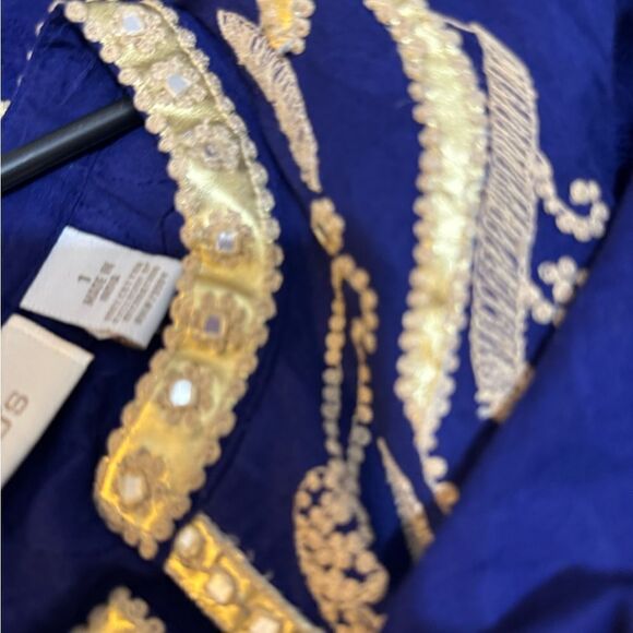 Chicos Top 1M Gold Beaded Embroidered Polka Dot Embellished Statement Boho Gypsy - Picture 5 of 7